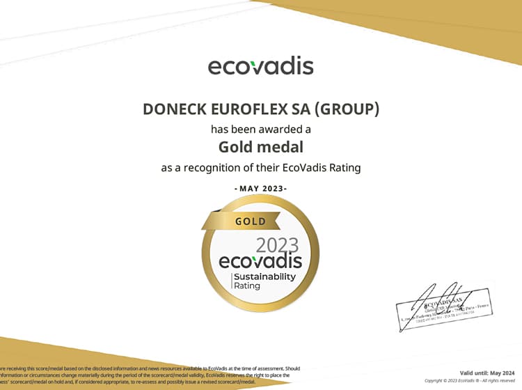 Doneck Euroflex: EcoVadis Gold Standard for outstanding sustainability performances